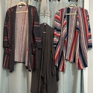 Multicolor Open Front Cardigans